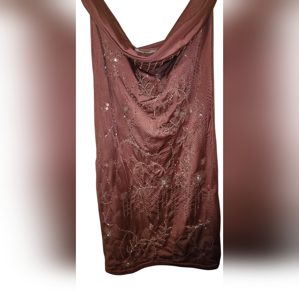Beaded Mauve Strapless Dress Size Small